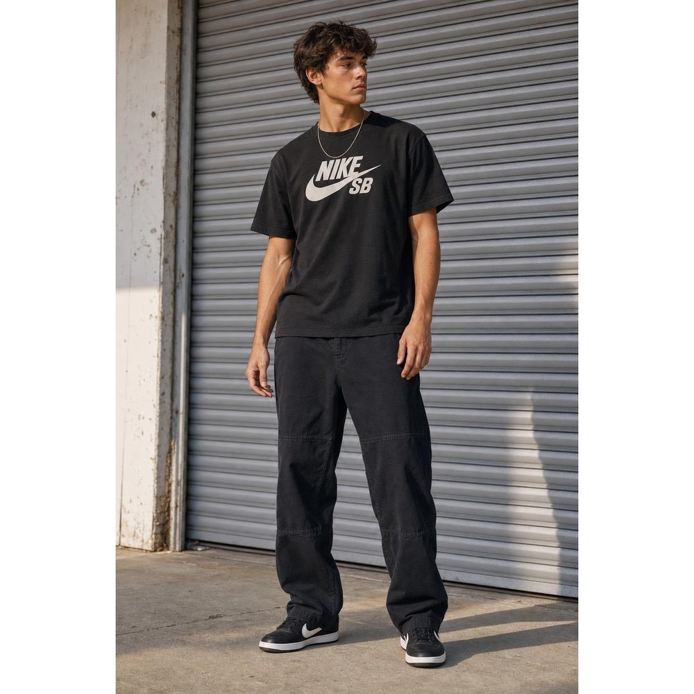 Nike SB Double Knee Twill Skate Pants Mens L Black Carpenter Skateboarding 34x26